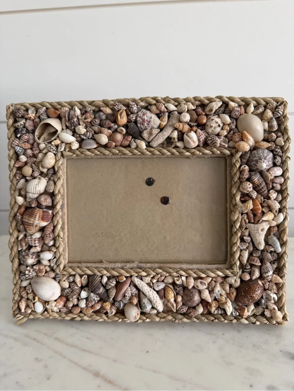 Vintage Sea Shell & Twine Picture Frame